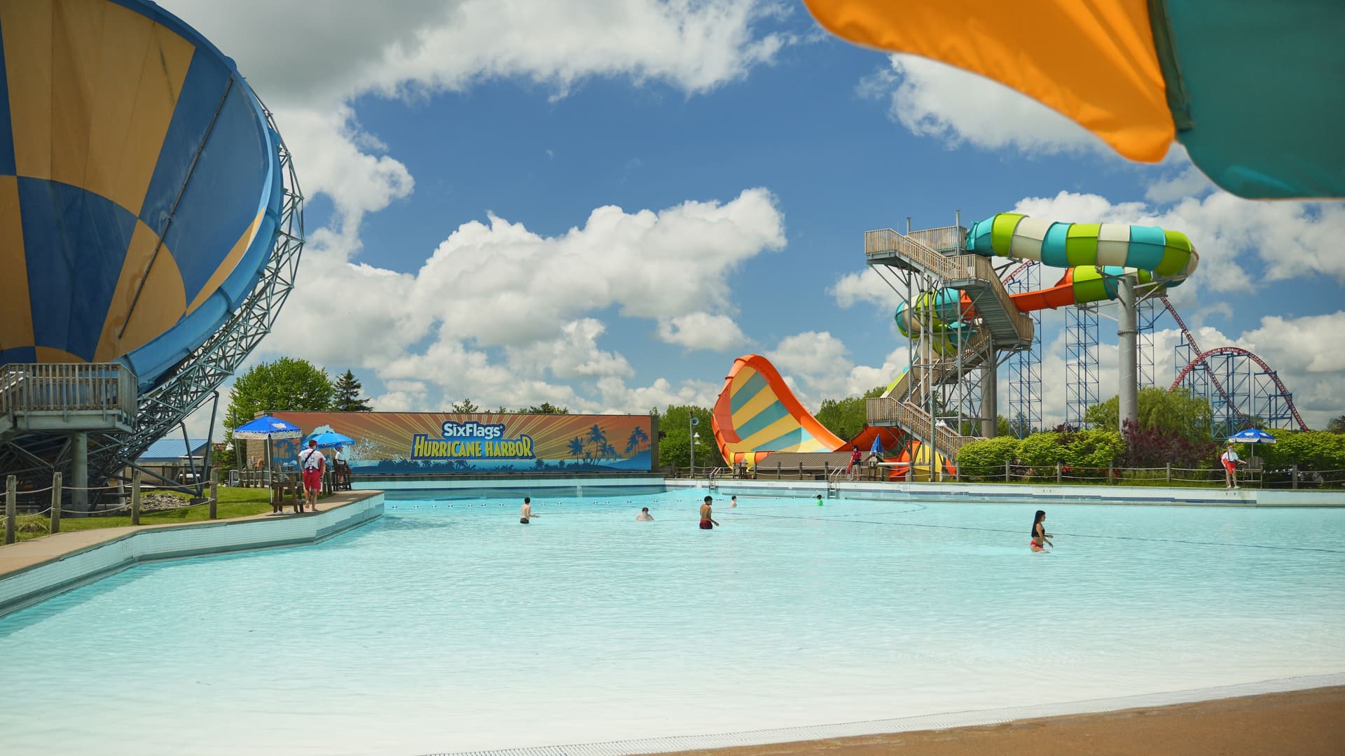 A wave pool at a waterpark.