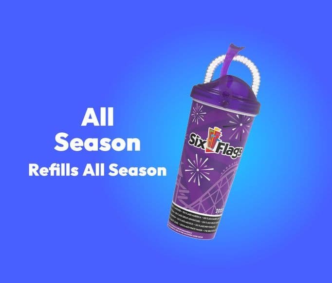 Enjoy Pepsi fountain beverages all day long and get FREE refills during the 2025 season when you visit the park! Only a 15-minute interval between refills.  Plus applicable taxes & fees. Valid for visits in 2025 only. Not valid for a Season Pass Drink Cup.