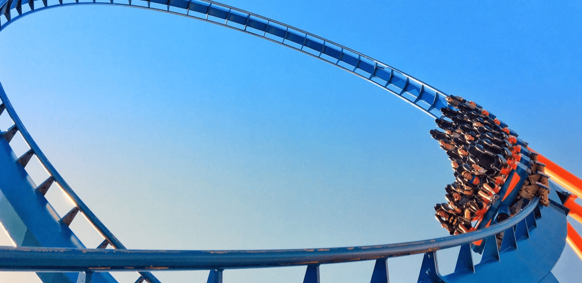 Thrilling roller coaster rides at Six Flags Magic Mountain, Los Angeles.