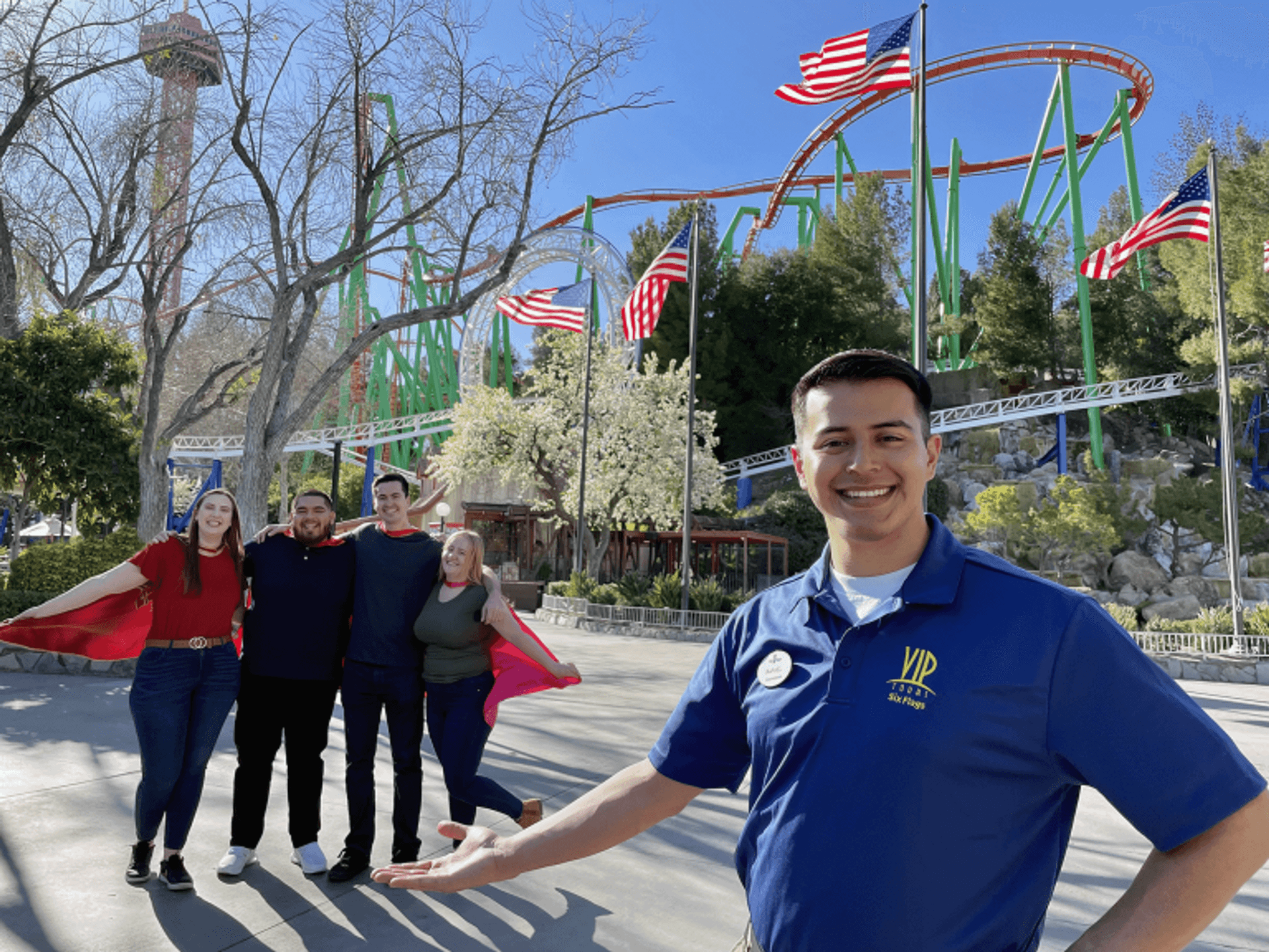 Park employee with guests